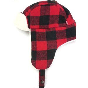 Levi's Strauss Sherpa Lined Trapper Cap Red Plaid Small Medium NWT Classic